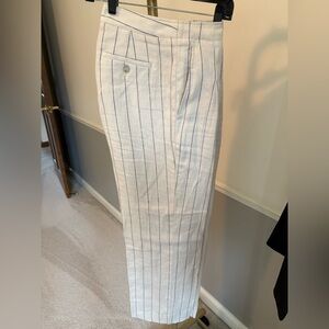 Cream Pinstripe Linen Pants